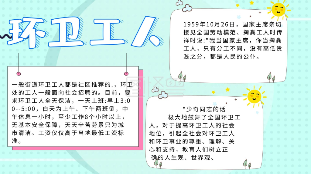 环卫工人的小报模板