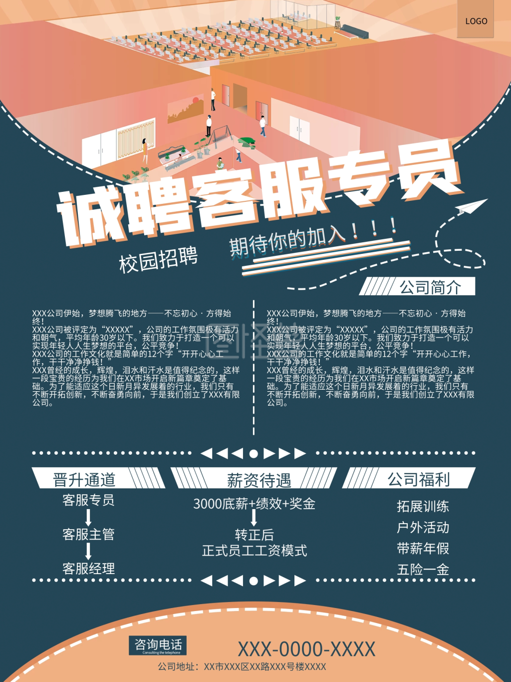 客服专员招聘海报