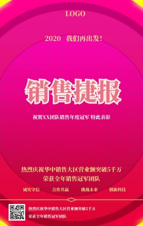 红色大气销售捷报战绩战报手机海报 企业事迹