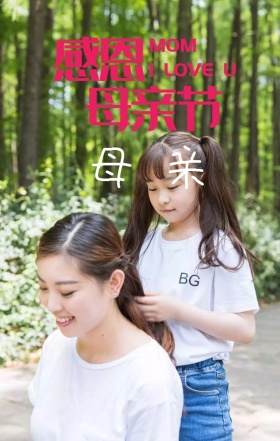 简约褐色狐狸可爱母亲节海报