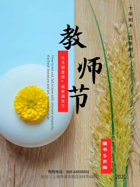 浅色简约教师节活动促销海报