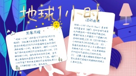 蓝色夜空地球1小时环保手抄报