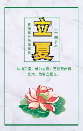 立夏中国传统二十四节气绿色简约手机海报