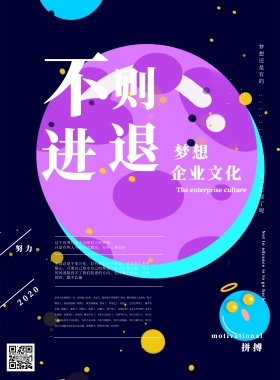 不忘初心不进则退企业文化励志海报