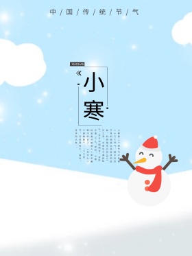 二十四节气灰色小寒原创手绘海报