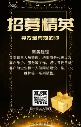黑金高端大气招募精英海报