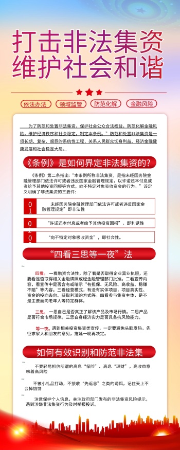防范和处置非法集资条例宣传易拉宝