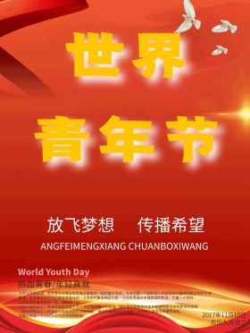 2017年11月10日红色简约世界青年节宣传广告节日海报设计