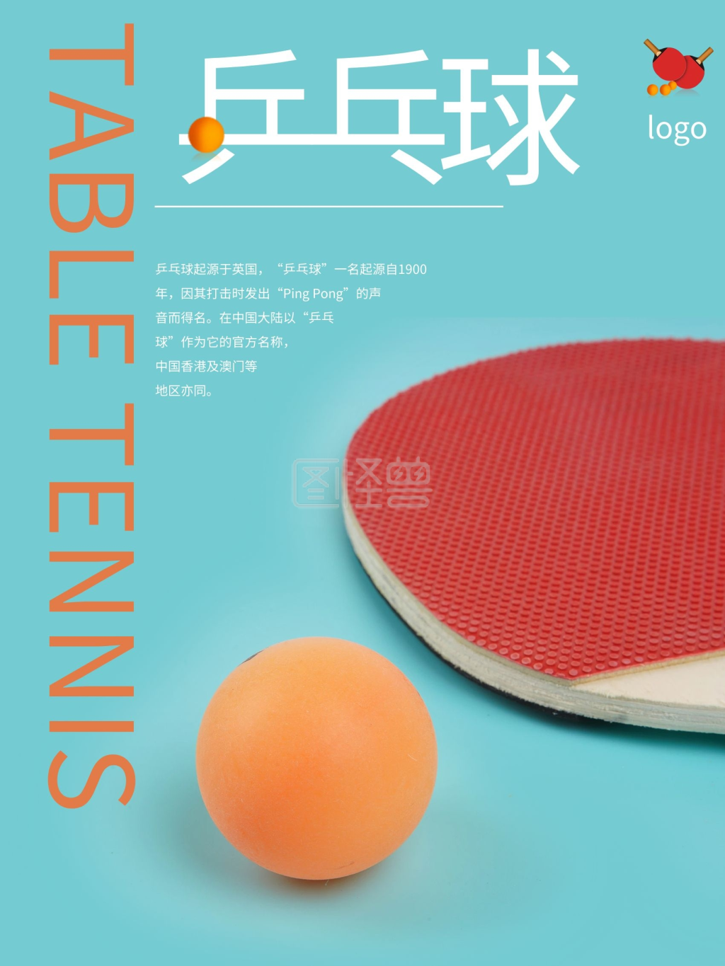 乒乓球体育运动项目乒乓球拍海报