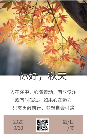 你好秋天木桥日签