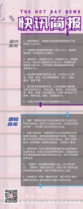 快讯简报几何条新闻蓝紫色商务营销新闻长图