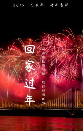 回家回过年简约卡通春运夜晚手机海报春节到家时简洁明了大方家小故事