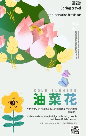 简约风春季赏花油菜花宣传海报