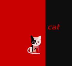 猫对比色孤独抽象创意