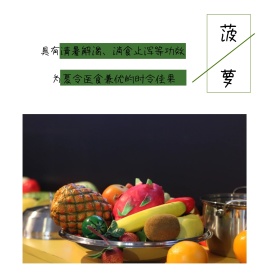 水果菠萝简约白色方形配图