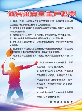 体育馆安全生产职责印刷海报