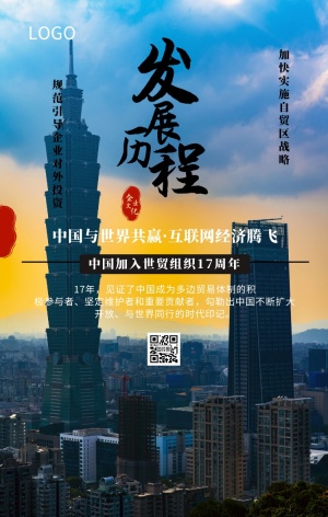 中国加入世贸组织17周年创新发展宣传海报