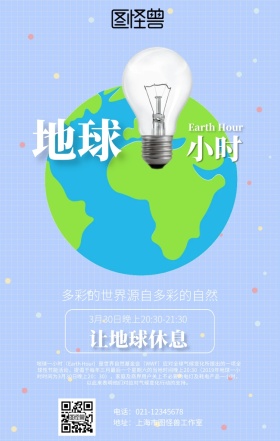 简约地球一小时海报