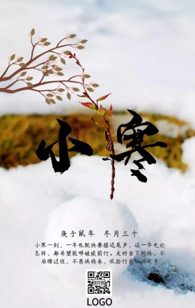 小寒日签海报 国画古风