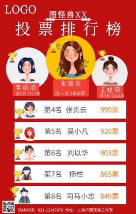 投票排行榜手机营销海报商业风投票海报