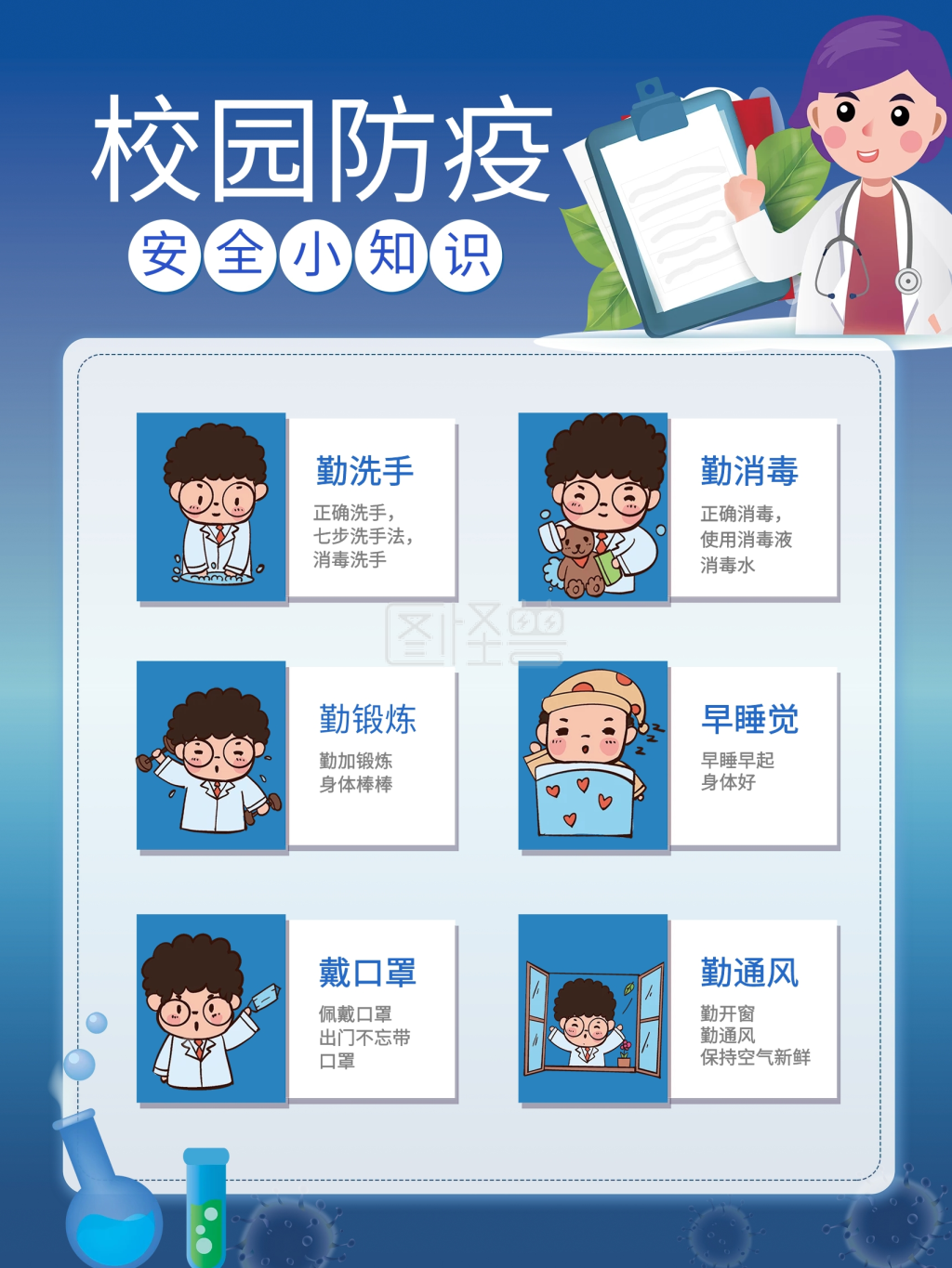 校园防疫安全小知识海报