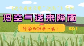 冷空气送来降雨天气降温红色扁平公众号封面
