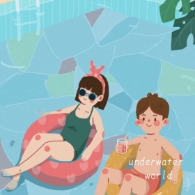 水下世界奇幻卡通手机微博封面模板