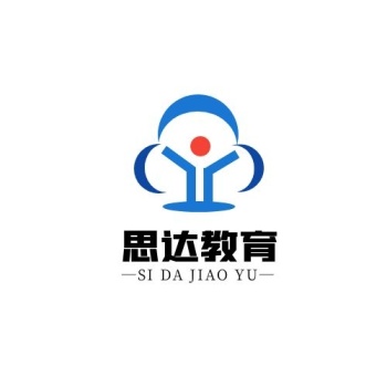 思达教育弯月人形红蓝简约logo