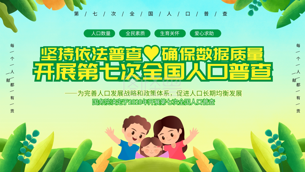 第七次人口普查口号标语展板
