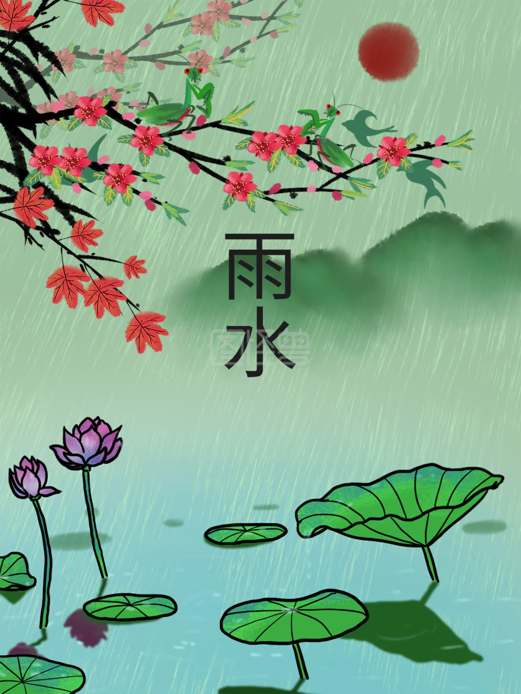 点击"编辑"按钮,可对《传统雨水节气平面素材24节气》进行在线ps图片