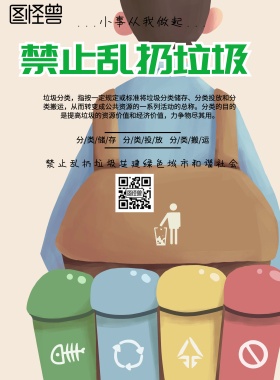 小清新风格禁止乱扔垃圾海报