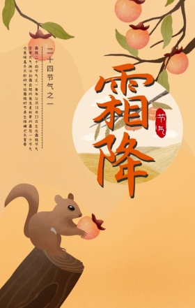 霜降节气创意简约唯美背景手机海报