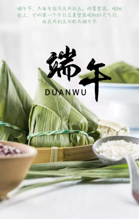 端午手绘可爱粽子荷叶夏天海报