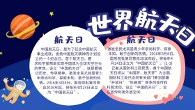 蓝色卡通世界航天日手抄报