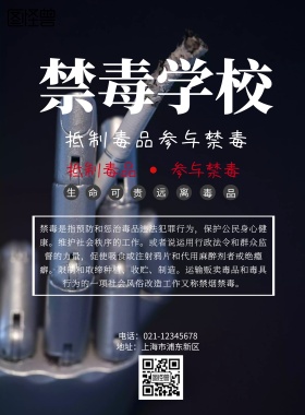 严肃风格禁毒学校宣传海报