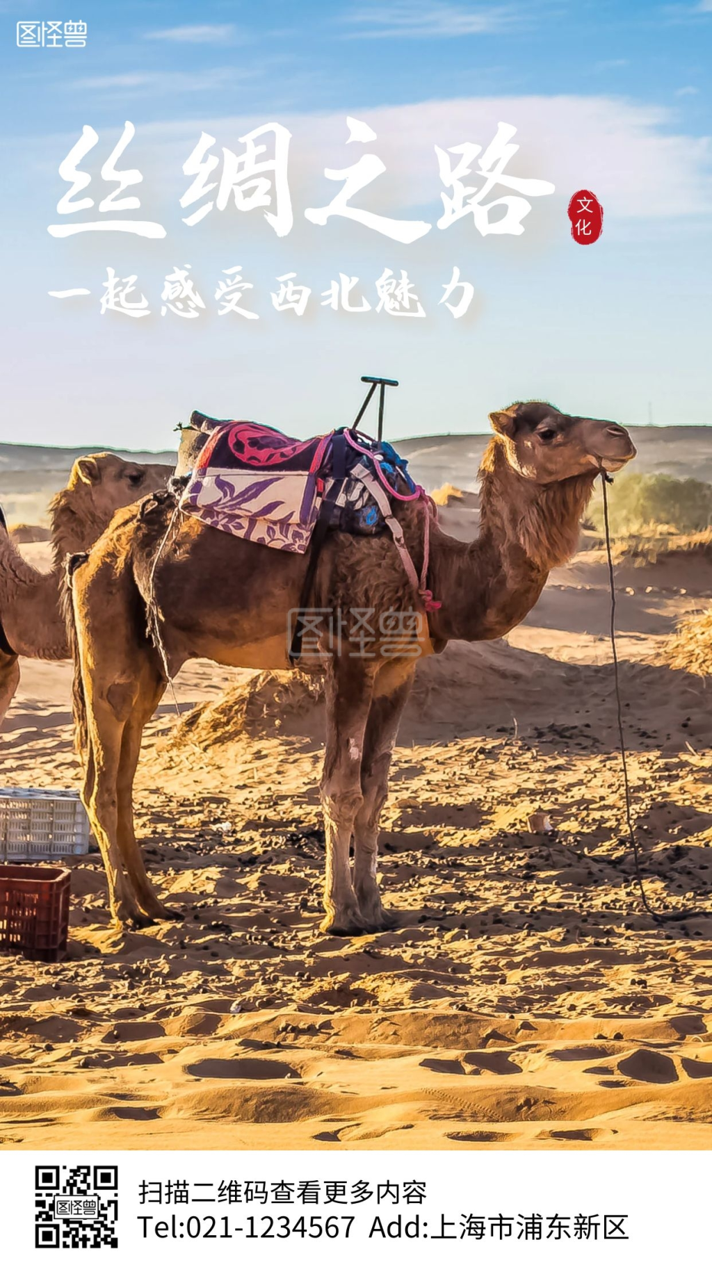 骆驼摄影图丝绸之路手机海报
