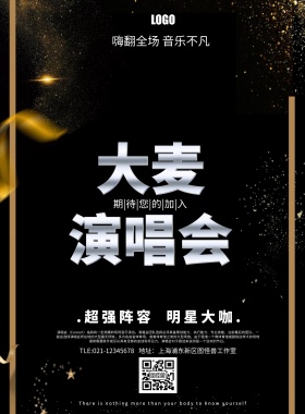 大麦演唱会炫酷简约大气印刷海报