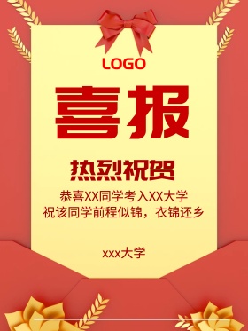 红色喜庆喜报设计