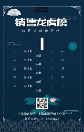 加盟店铺销售龙虎榜霓虹灯风手机海报