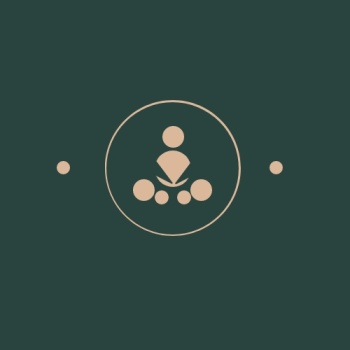 绿色褐色禅意小人打坐冥想logo设计