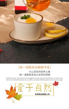 天然野生蜂蜜秋季新品上市手机海报