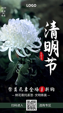 号封面首图个人商用简约清新摄影风菊花清明节祭祖摄影图海报企业商用