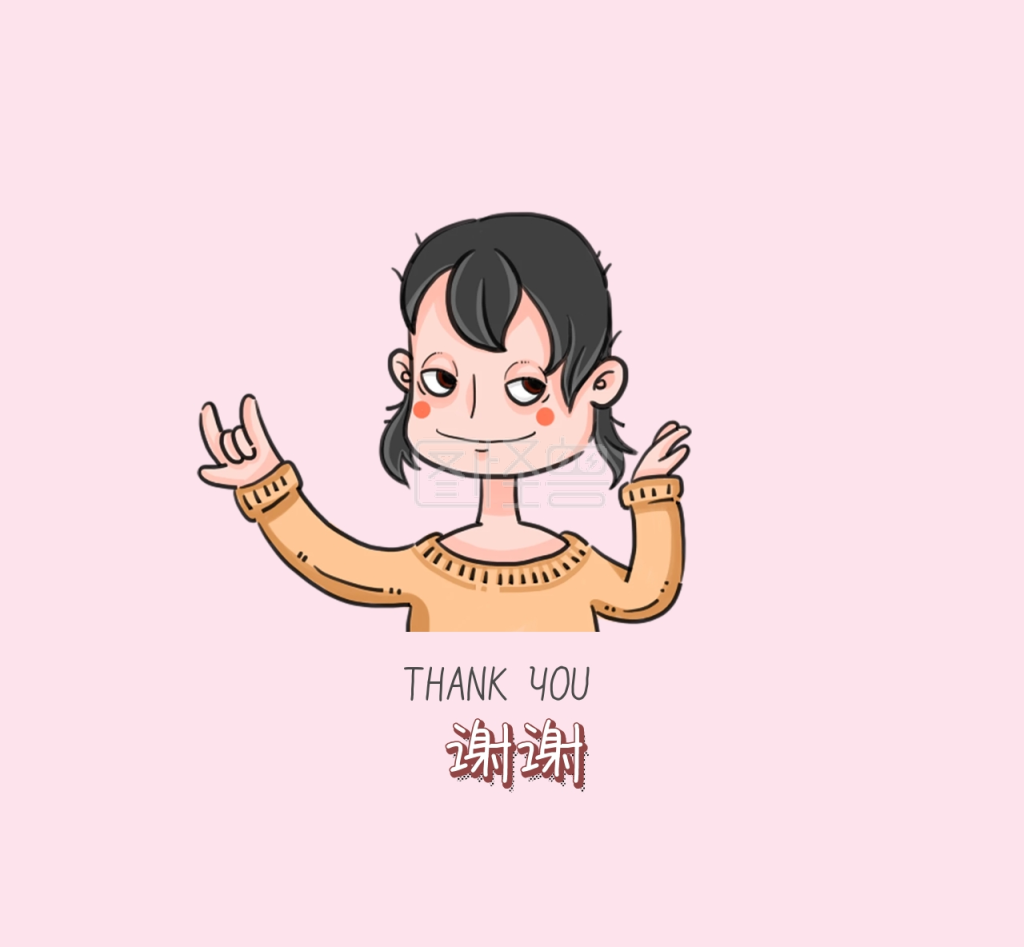 THANKYOU谢谢粉色简约卡通女孩举牌在线图片制作-图怪兽