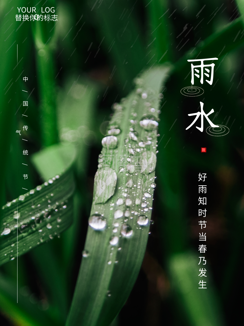 2021日历-2021牛年二十四节气雨水祝福宣传海报在线图片制作-图怪兽