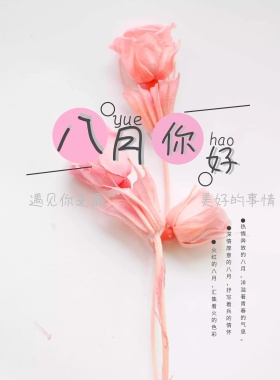 2018八月你好简约创意爱情清新宣传海报