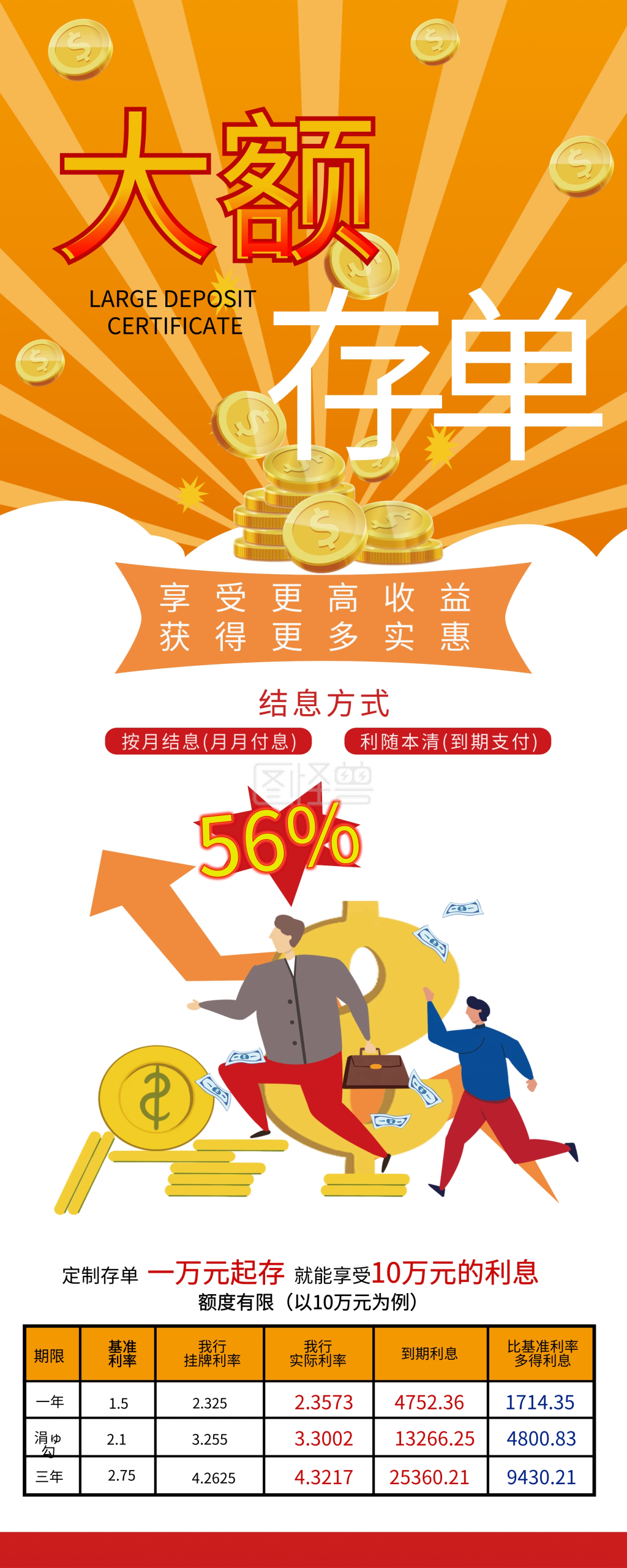 银行存款大额存单x展架易拉宝