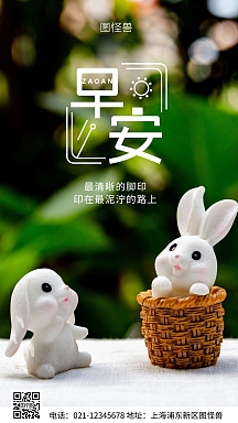 早安问候有趣可爱摄影图手机海报