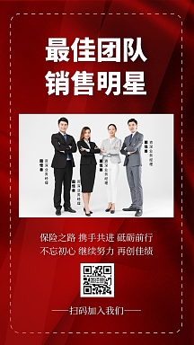 保险销售团队社交名片宣传简约人物海报