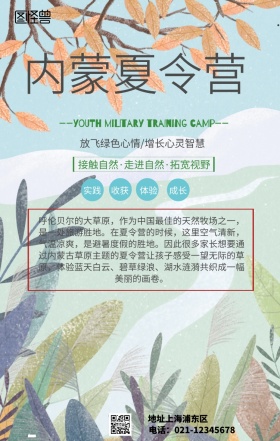 内蒙夏令营手机海报