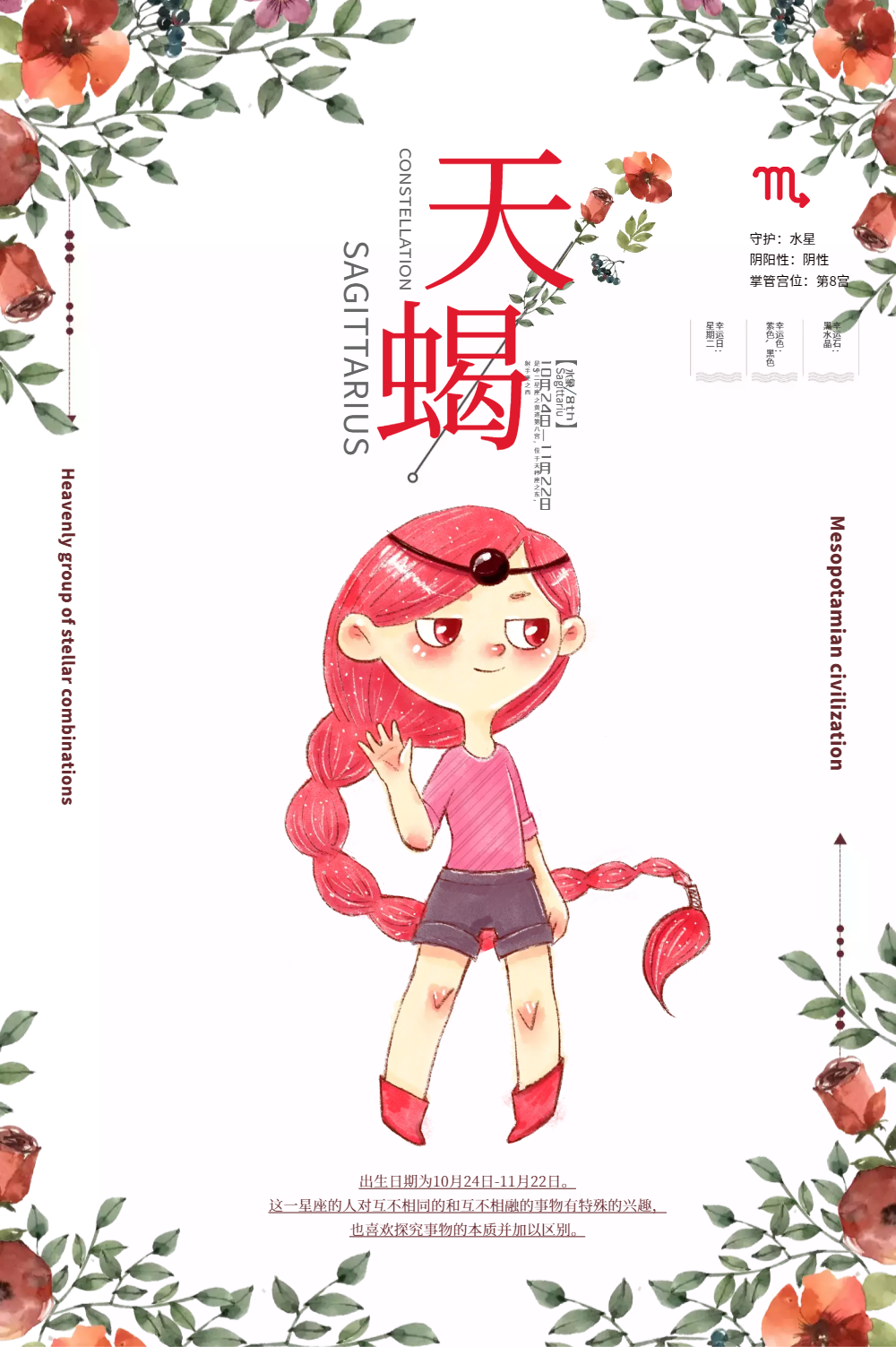 小清新十二星座天蝎座海报